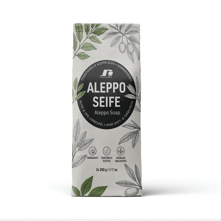 Aleppo Seife 2x 200g | 80% Olivenöl & 20% Lorbeeröl | Handgemacht | nabati+
