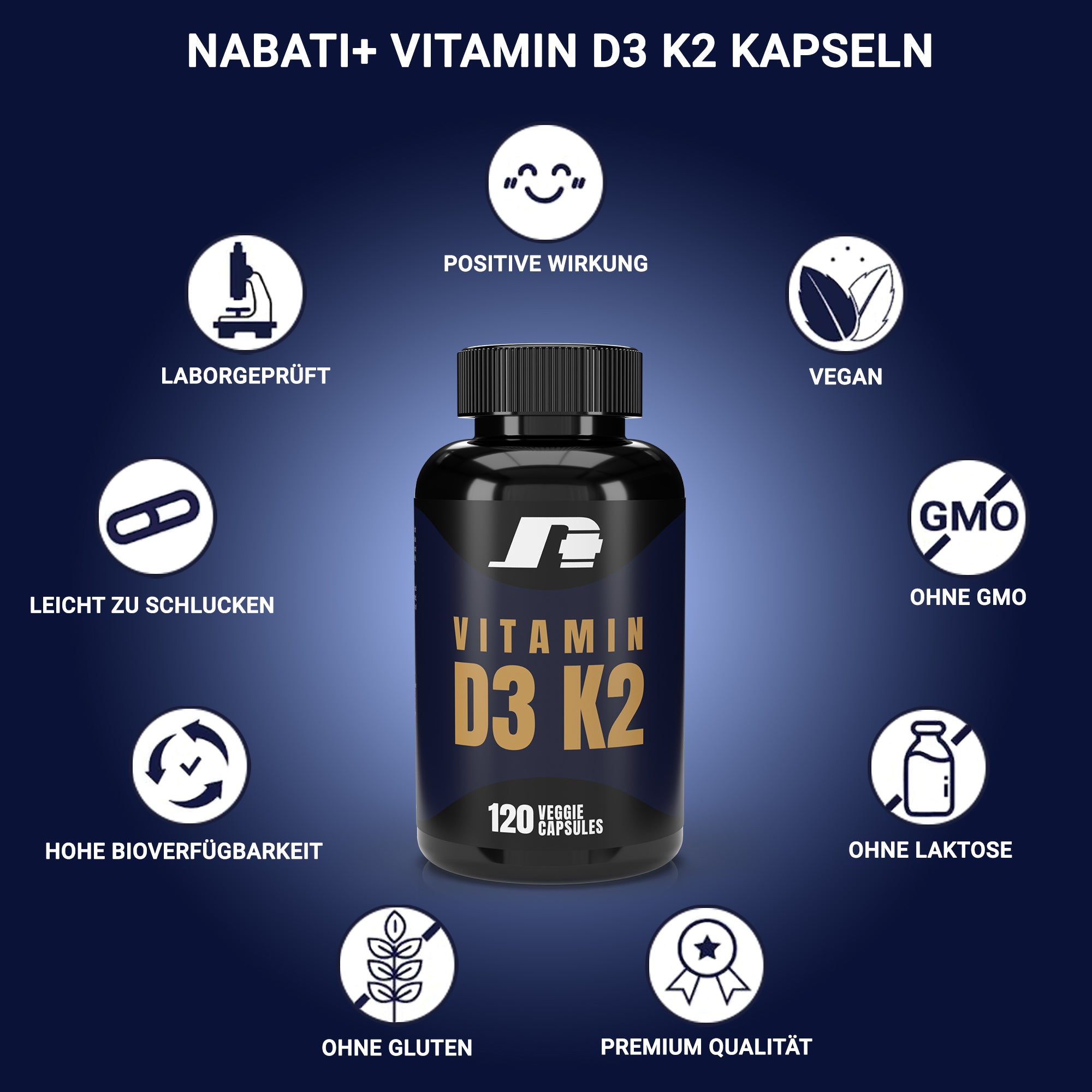 Vitamin D3 5.600 I.E. Vitamin K2 200 mcg 120 Kapseln