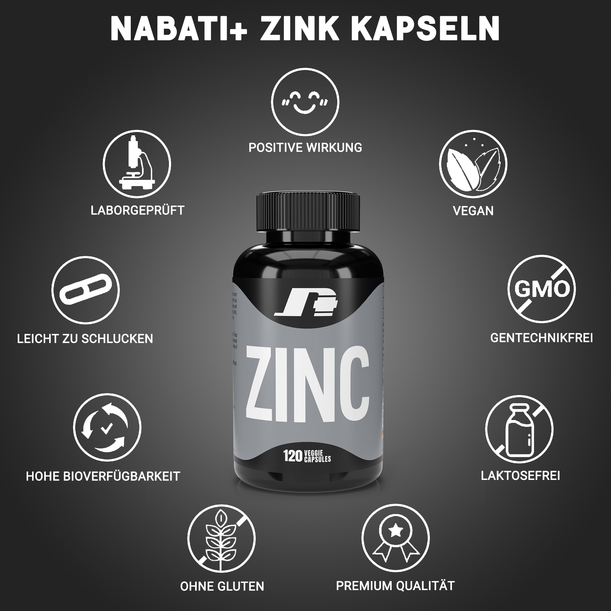 Zink 120 Kapseln hochdosiert | 25 mg Zinkbisglycinat | vegan & bioverfügbar | nabati+