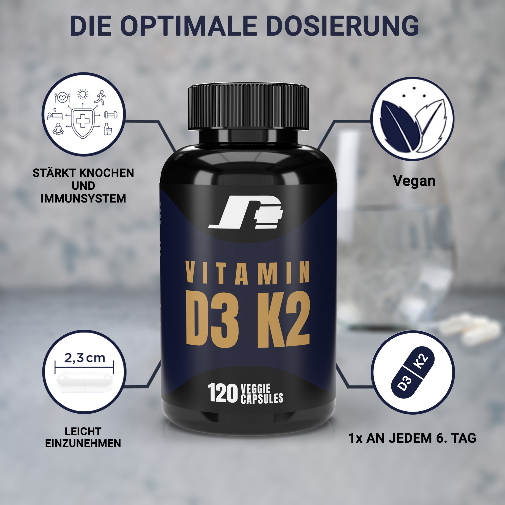 Vitamin D3 5.600 I.E. Vitamin K2 200 mcg 120 Kapseln